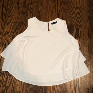 Zara Cream Layered Sleeveless Blouse flow swing top xs